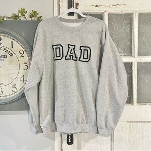 Men's New Dad Casual Gray Long Sleeve Crew Neck
